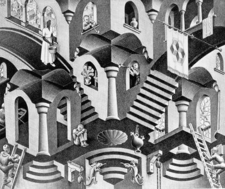 M C Escher's Convex & Concave Lithograph, 1955